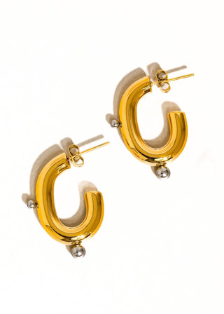 Alsace 18K Gold Two - Tone Dotted C - Hoop Earrings – Non - Tarnish & Hypoallergenic - Verte Boutique