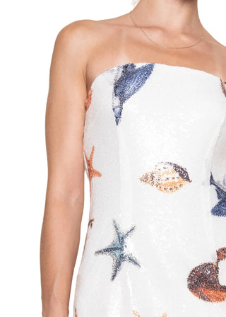 Malibu Tropical Sequin Strapless Mini Dress - Verte Boutique