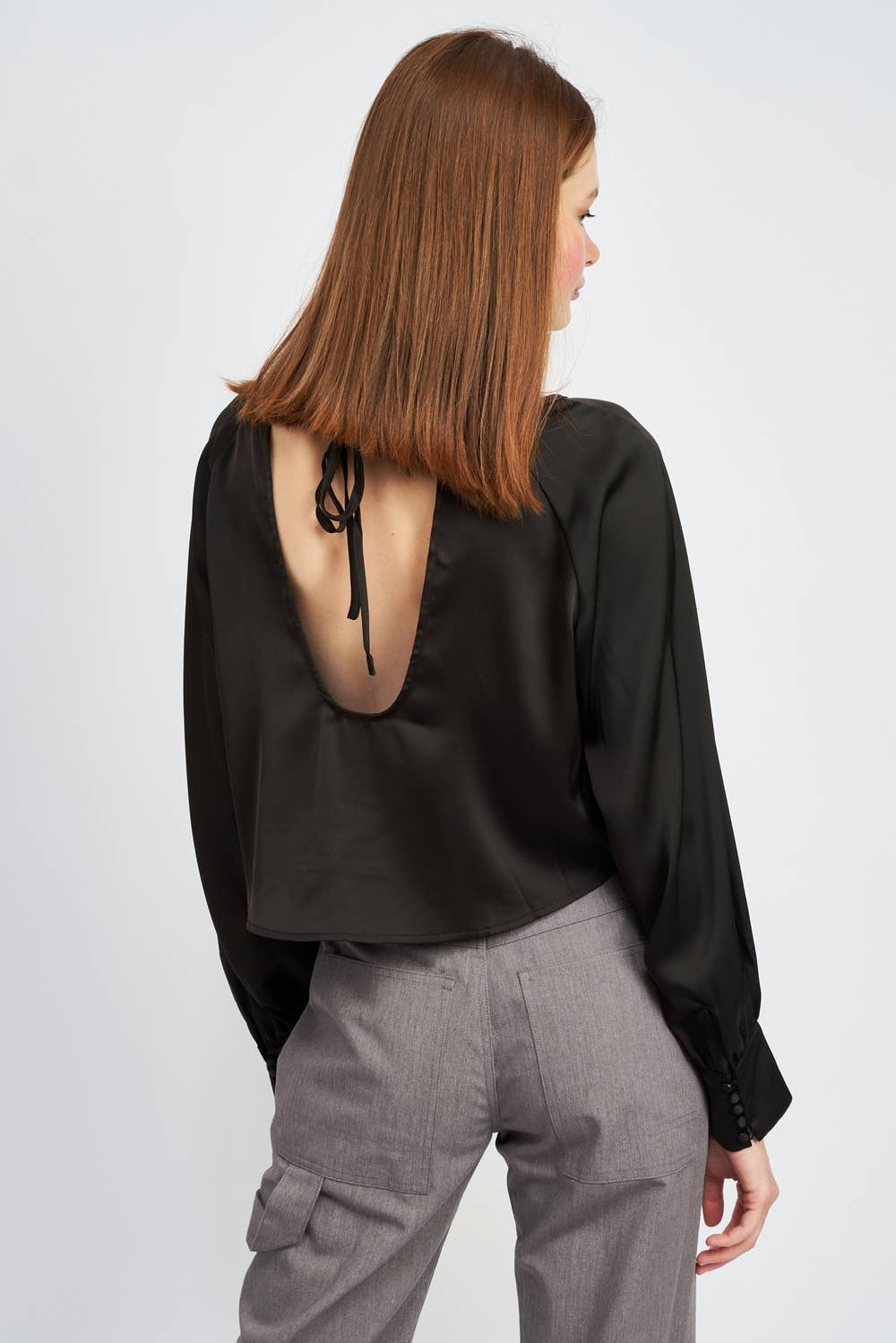 Long Sleeve Satin Blouse