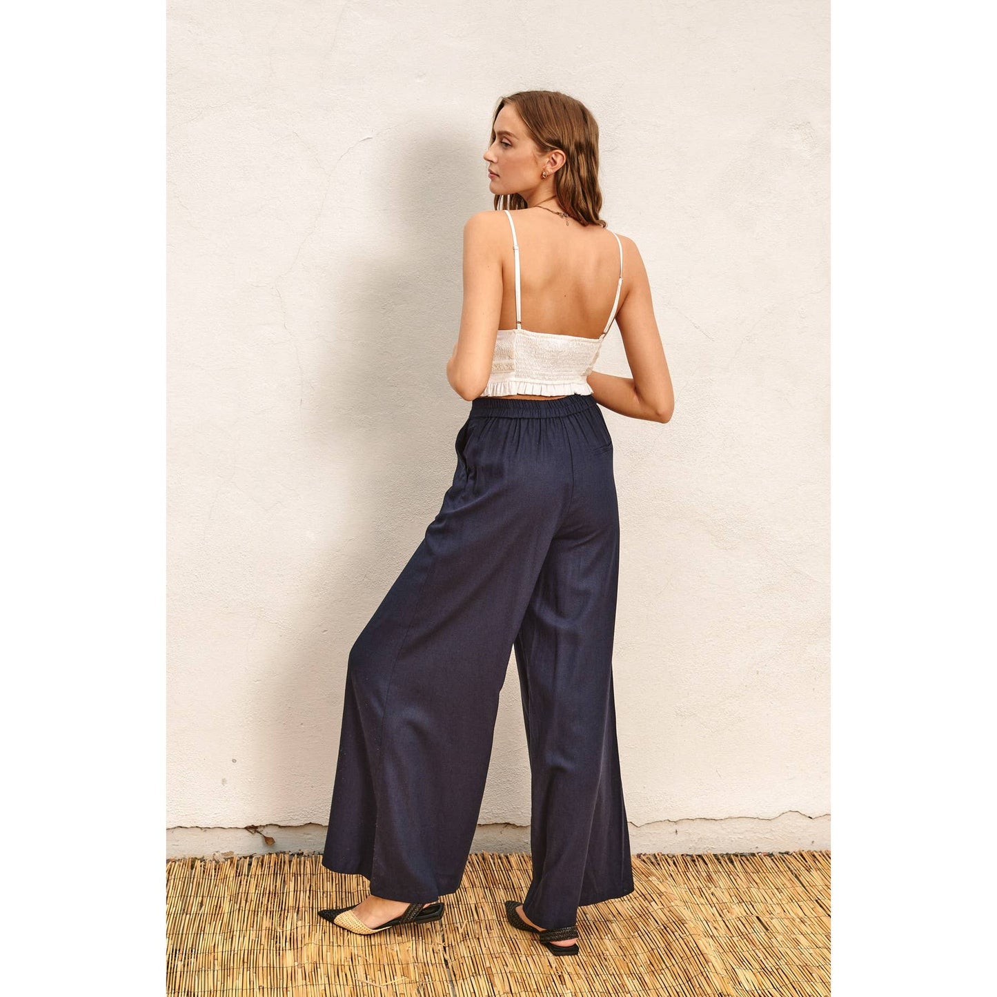 Navy Wide Leg Pants