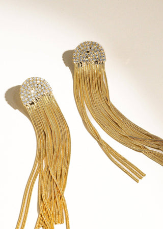 Rhinestone Fringe Earring - Verte Boutique