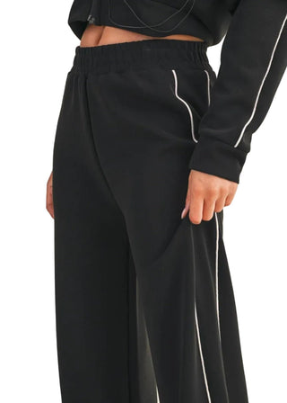 Super Soft Air Scuba Wide Leg Pants with Side Piping - Verte Boutique
