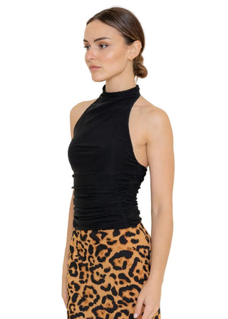 Ruched Mock Neck Halter - Verte Boutique