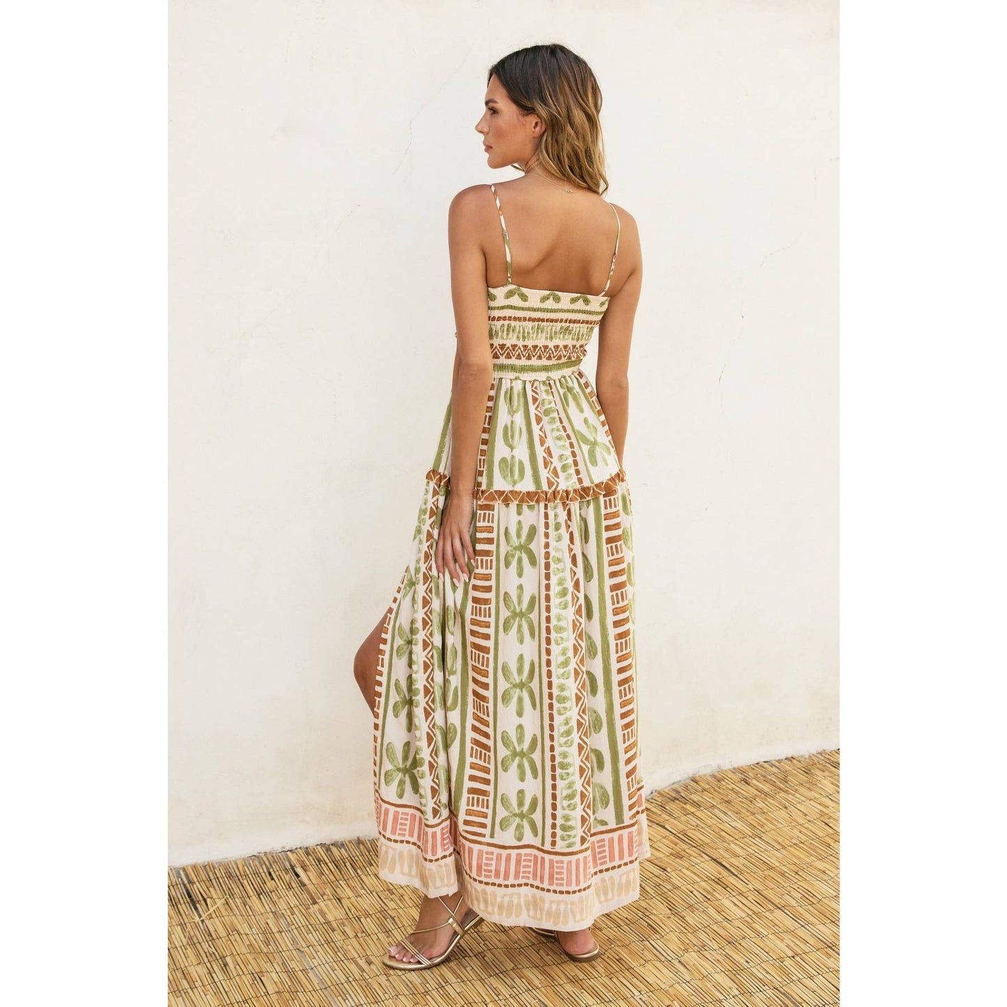 Cutout Smocked Maxi Dress