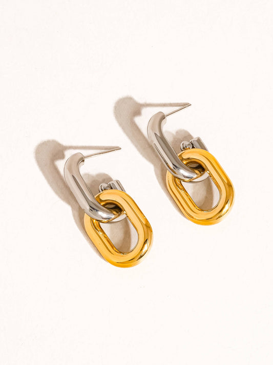 Mixed Metal Double Chain Earring