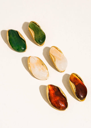 Aurelia 18K Gold Resin Drop Earrings – Non - Tarnish Statement Jewelry - Verte Boutique
