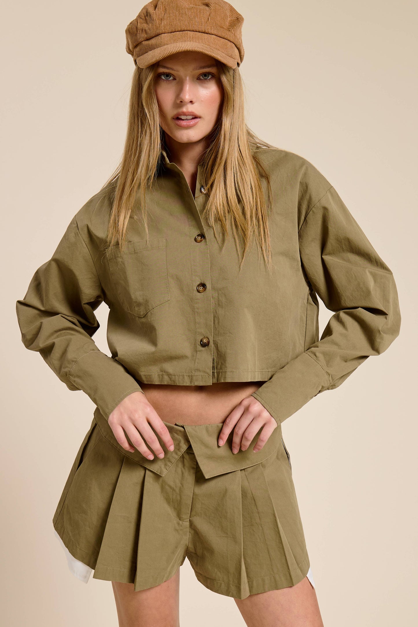 Button Down Shirt and Pleated Skort Set