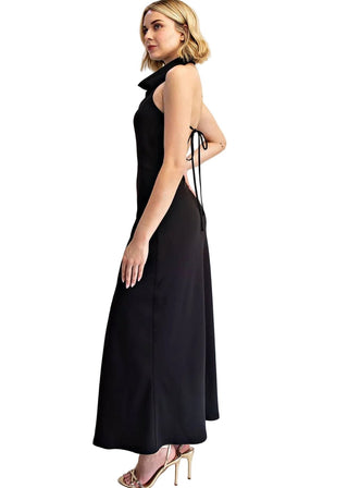 High Cowl Neck Open Back Maxi Dress - Verte Boutique