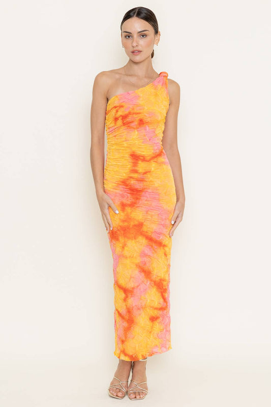 Sunset Tie Dye One Shoulder Maxi Dress