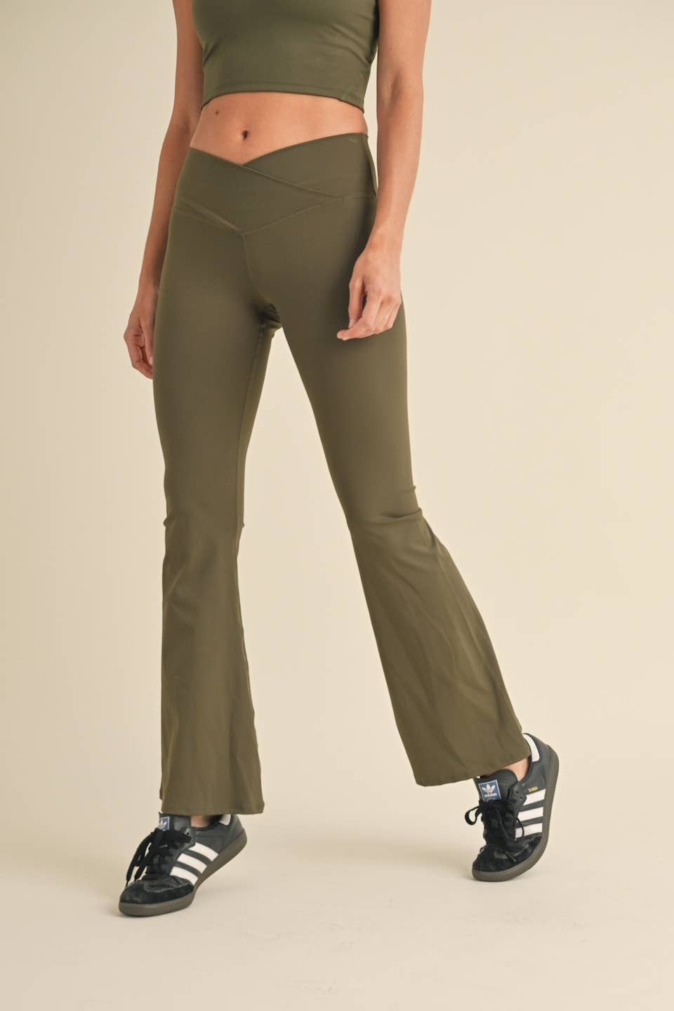 High Waist Crossover Flare Legging