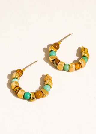 Noisette 18K Gold Beaded Boho Hoop Earrings - Verte Boutique