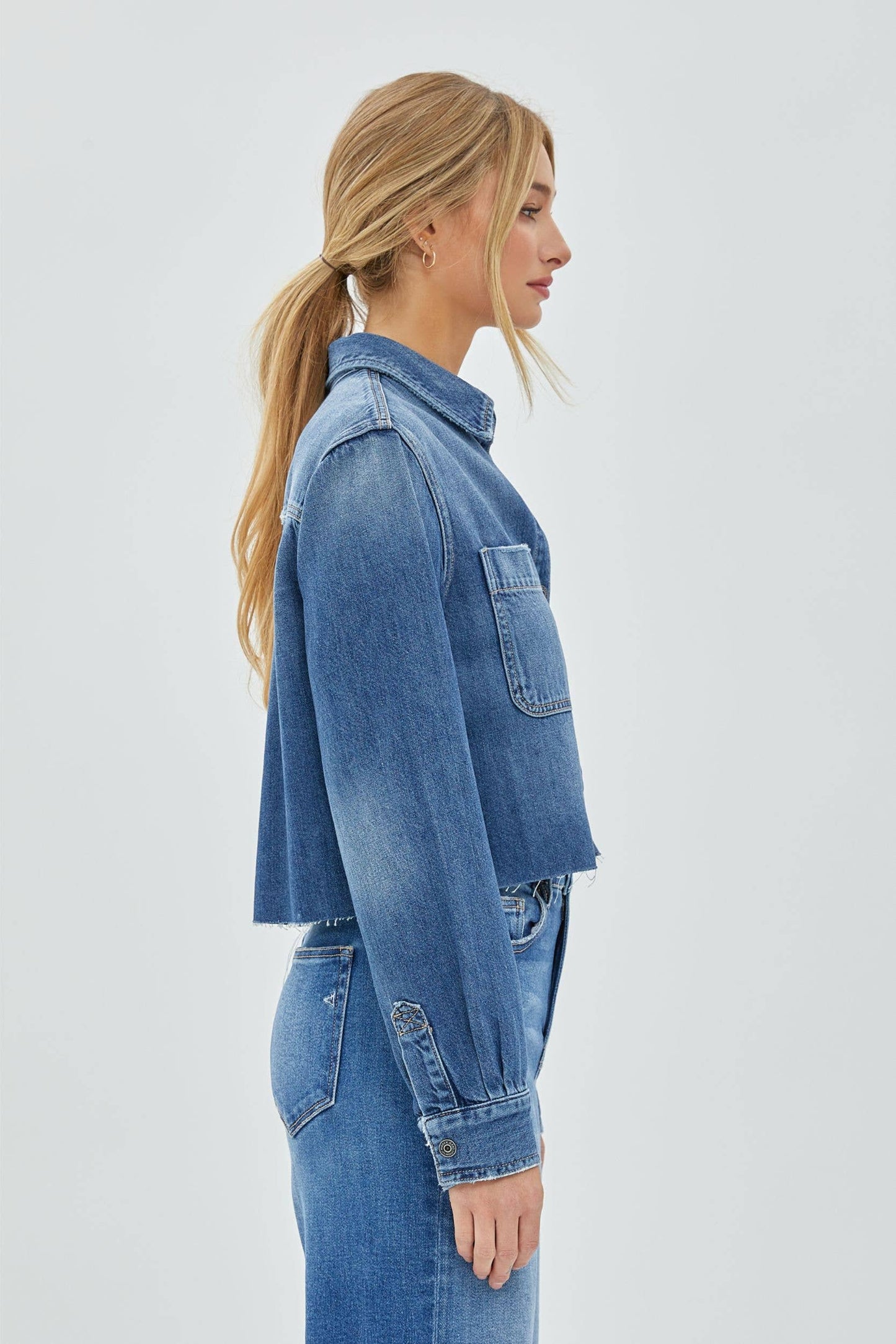 Cropped Denim Shirt