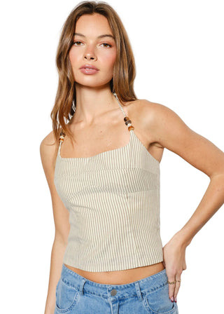 Beaded Stripe Halter Top - Verte Boutique