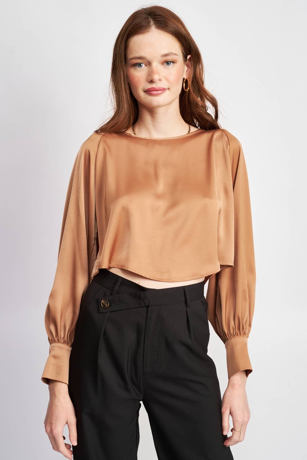 Long Sleeve Satin Blouse