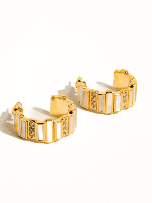 Gold CZ C-Hoop Earring