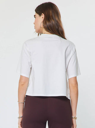 Asymmetric Lace Hem Boxy Cotton Tee - Verte Boutique
