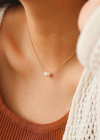 Luna 18K Gold Natural Freshwater Pearl Necklace | Waterproof & Non - Tarnish - Verte Boutique