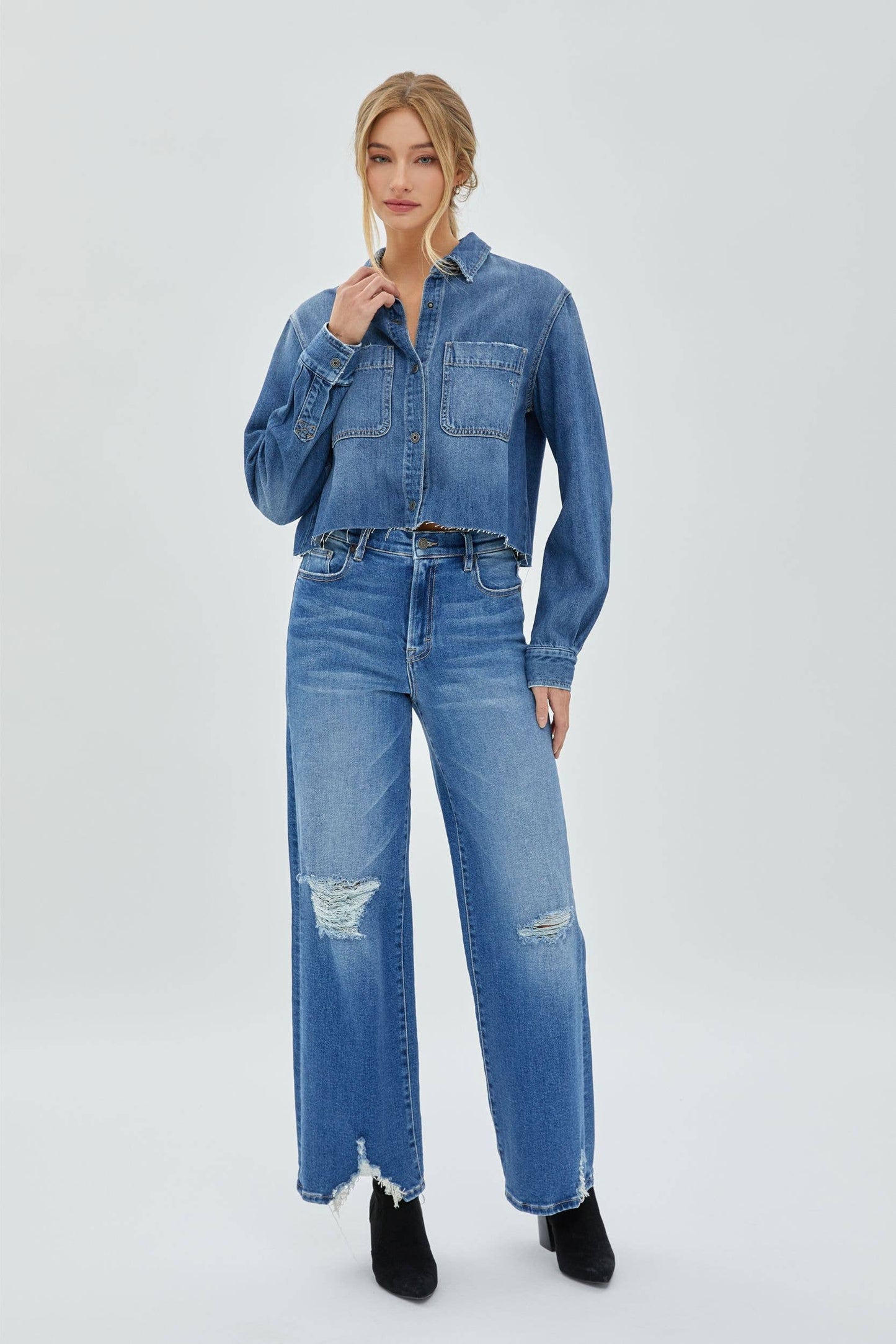 Cropped Denim Shirt