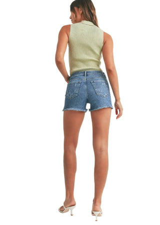 High Rise Hem Slit Detailed Short - Verte Boutique