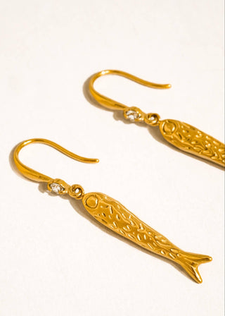 Non - Tarnish Gold Sardine Drop Earrings - Verte Boutique