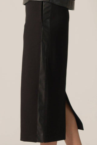 Fitted Ponte & Faux Leather Contrast Skirt - Verte Boutique