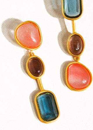 Gold Vintage Mismatch Gemstone Drop Earring - Verte Boutique