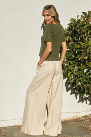 Wide Leg Linen Pants - Verte Boutique