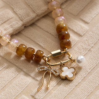 Glass Bead Necklace | Trio of Charms - Verte Boutique