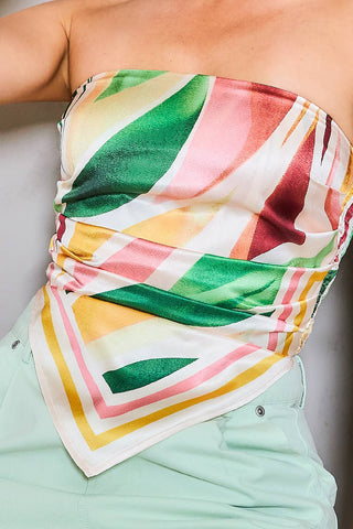 Satin Scarf Tube Top - Verte Boutique