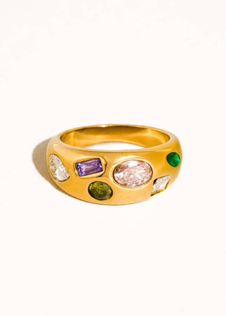Multi - Gemstone Non - Tarnish Dome Ring - Verte Boutique