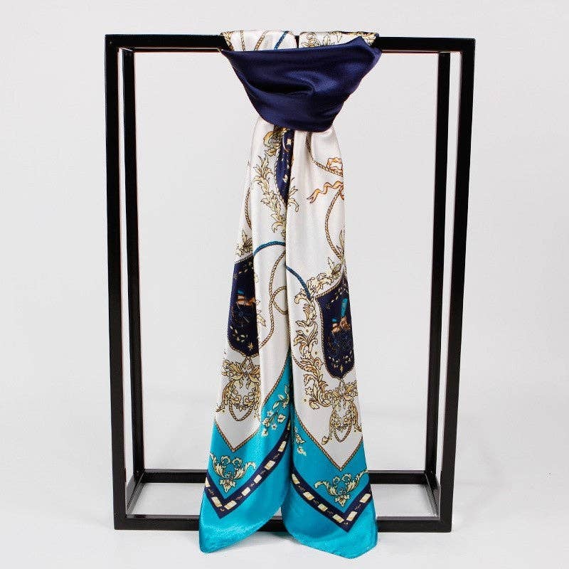 Vintage Elegant Geometric Pattern Silk Scarf