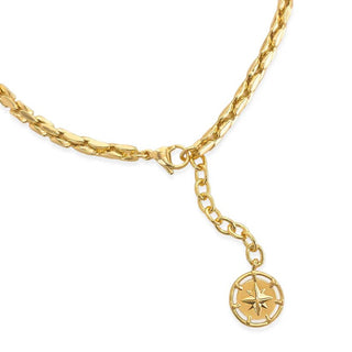 Dangling Compass Chain Necklace - Silver - Verte Boutique