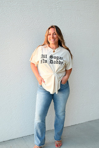 All Sugar, No Daddy Side Slit Graphic Tee - Verte Boutique