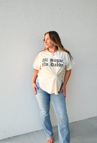 All Sugar, No Daddy Side Slit Graphic Tee - Verte Boutique