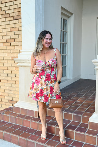 Floral Lace Trim Paneled Mini Dress