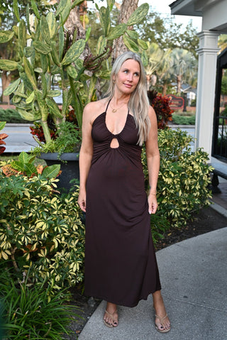 Espresso Keyhole Maxi Dress - Verte Boutique