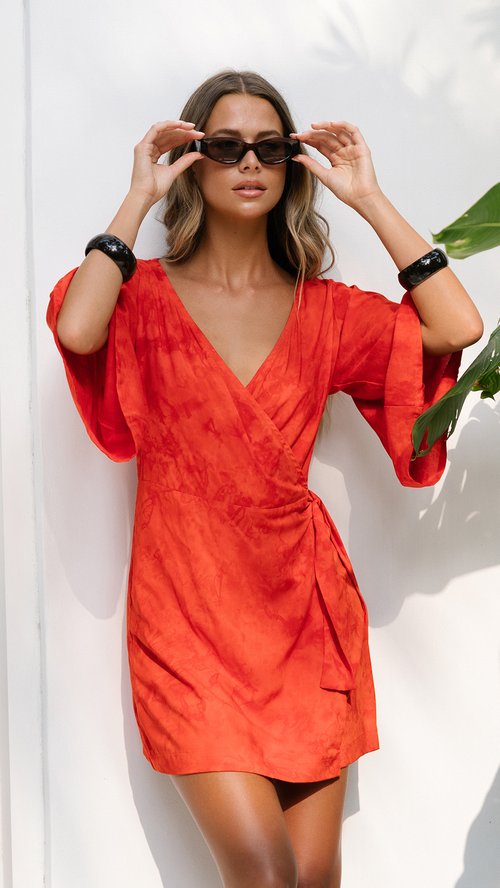 Kimono Sleeve Wrap Dress