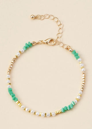 Pearl & Glass Beaded Basic Anklet