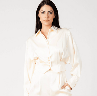 Satin Button Down Blouse - Verte Boutique