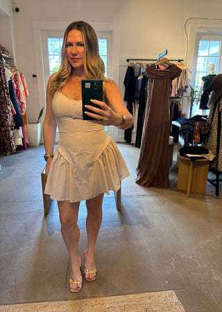 Structured Button - Front Fit & Flare Mini Dress - Verte Boutique