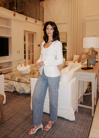 High Rise Full Length Wide Barrel Stretch Jeans - Verte Boutique