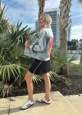 Tiger Stripe Statement Oversized Denim Jacket - Verte Boutique