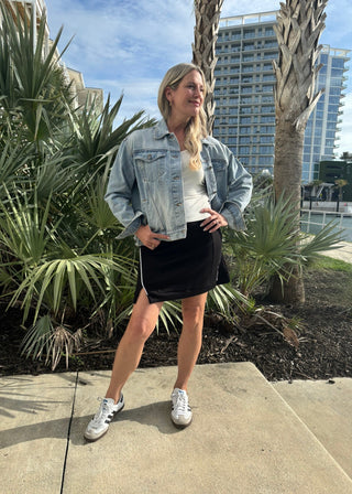 Tiger Stripe Statement Oversized Denim Jacket - Verte Boutique