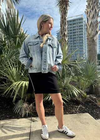 Tiger Stripe Statement Oversized Denim Jacket - Verte Boutique