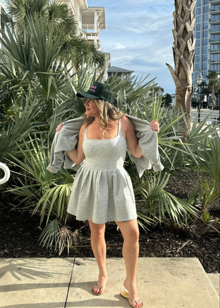 Heather Grey Soft Scuba Back Cut Out Romper - Verte Boutique