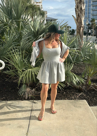 Heather Grey Soft Scuba Back Cut Out Romper - Verte Boutique