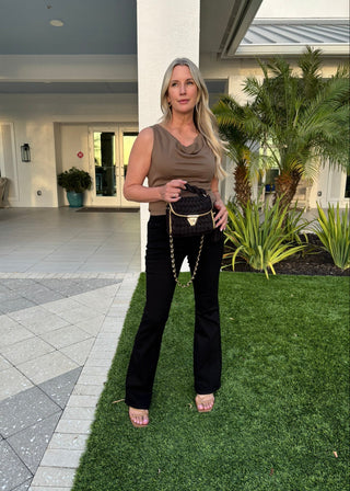 Noir Sculpt Mid - Rise Seamless Waistband Flare Jeans (33" Inseam) - Verte Boutique