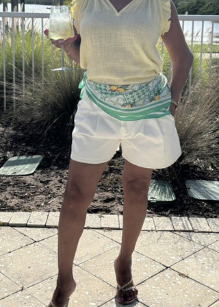 Phoebe Structured White Twill Shorts - Verte Boutique