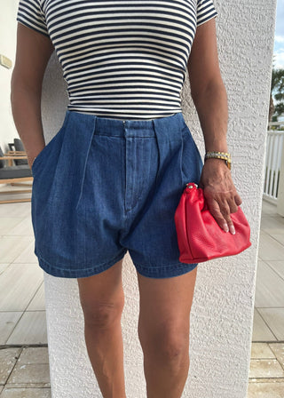 Navy & Cream Striped Boat Neck Top