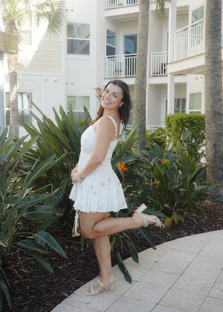 Sunny Yellow Floral Embroidered Eyelet Mini Dress - Verte Boutique